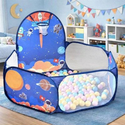 Манеж дитячий ігровий з баскетбольним кільцем 120х75см Blue