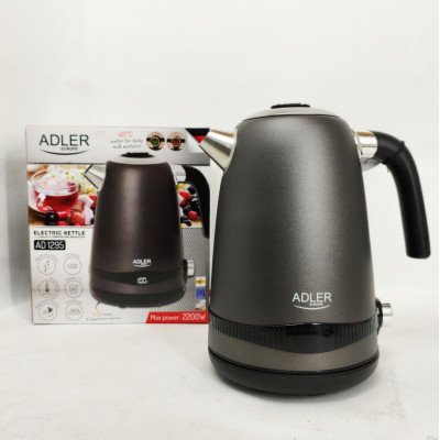 Чайник металевий Adler AD 1295 1.7л 1850Вт електричний з терморегулятором 40-100 ° С Gray