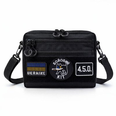 Тактична сумка для патчів Cordura 600D — 5 кишень, месенджер чорний з тканини