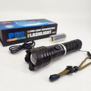 Алюмінієвий акумуляторний ручний ліхтарик Bailong BL-P913-P90 світлодіодний з потужною лінзою
