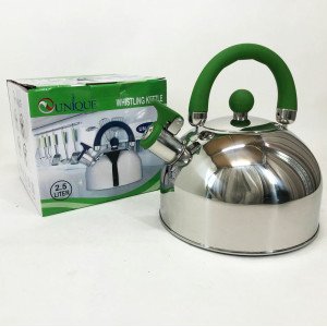 Чайник Unique со свистком UN-5302 2.5 л, хороший чайник со свистком, чайник на плиту Green