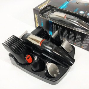 Машинка для стрижки 5в1 Geemy GM-853 стайлер, бритва, триммер на акумуляторі нержавіюча сталь 6 насадок