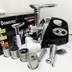 М'ясорубка електрична DOMOTEC MS-2025 3в1 4800 Вт із соковижималкою, терками, шатківниками та реверсом